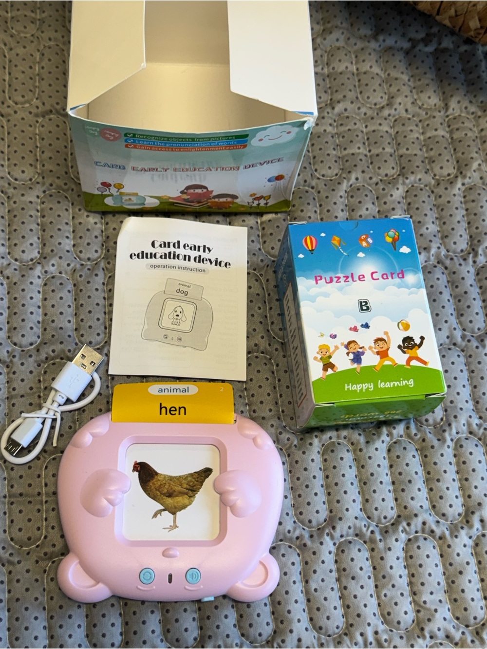 Pink Card Early Education Device with Puzzle Cards - Hen Card Included